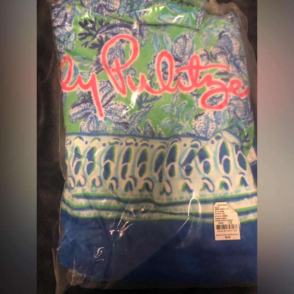 Lilly Pulitzer Blue and Green Floral Beach Towel